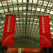large commercial hanging banner
