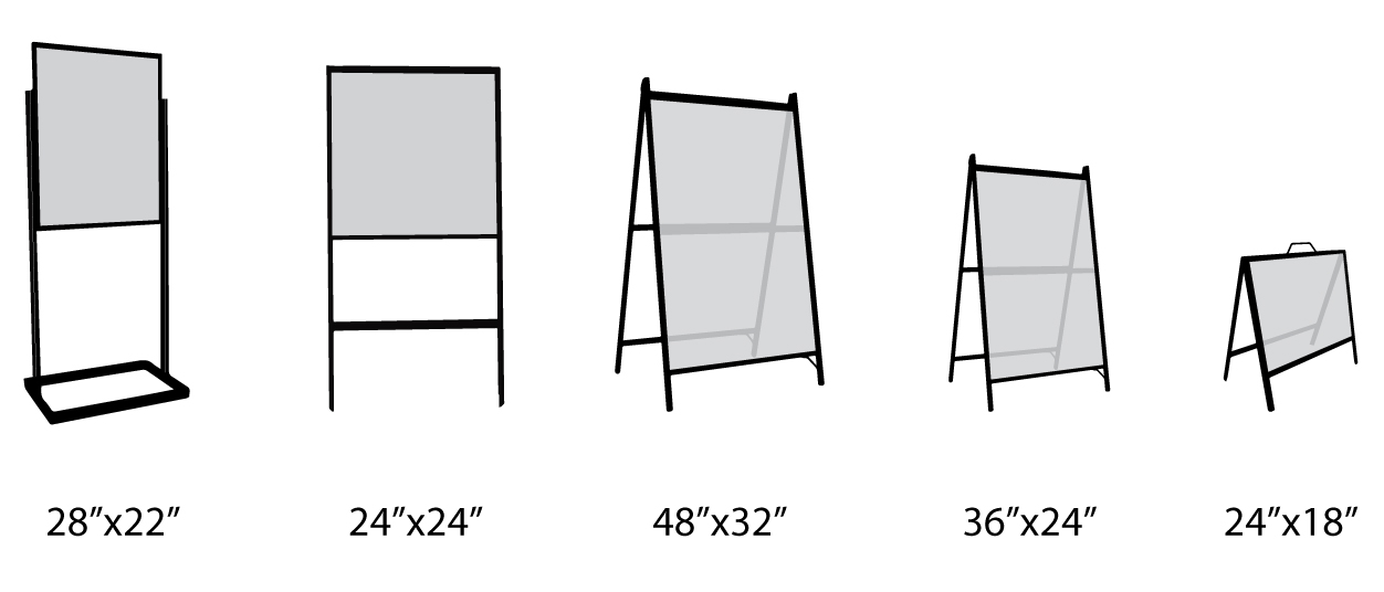 different types and sizes A-frame signs