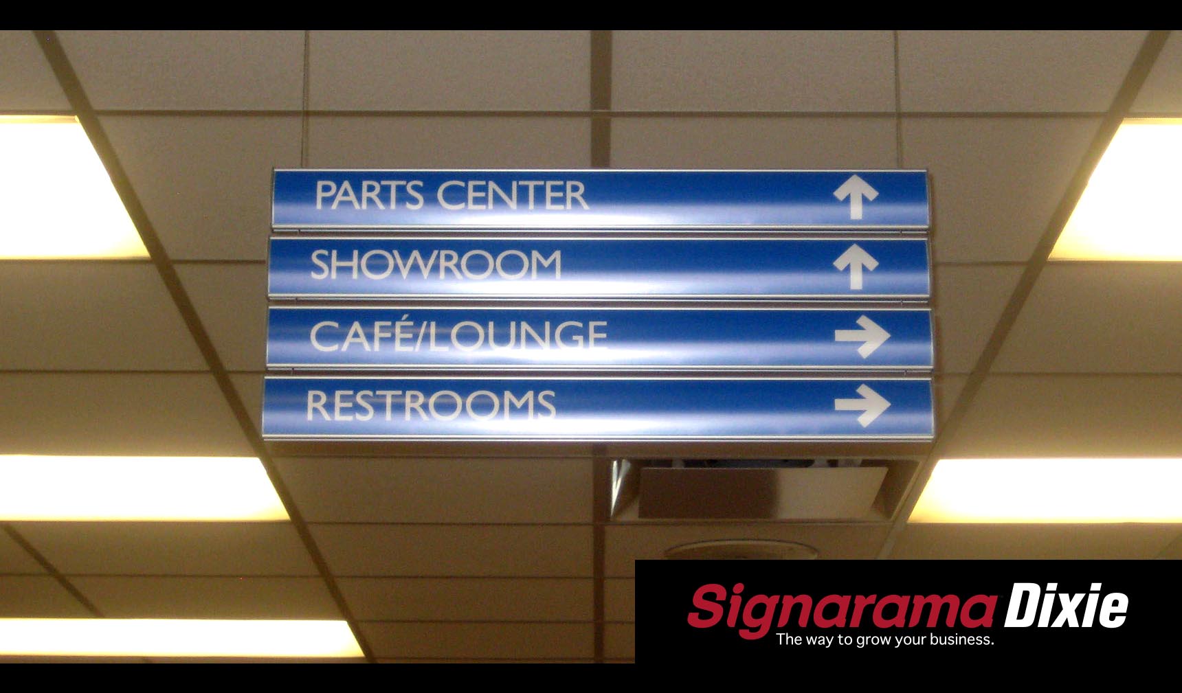Hanging directinal sign